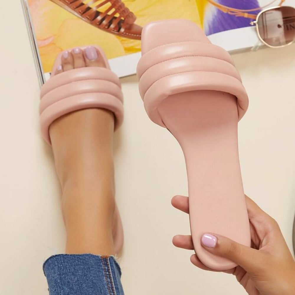 Shein Padded Pink Vegan Leather Slide Sandal 9